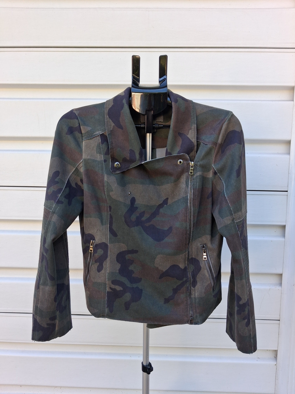 Marrakech Camo Faux Suede Zip Moto Jacket - Olive/Green